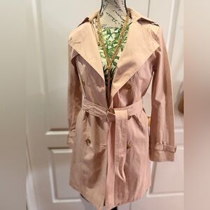 Cole Haan Classic Women's Belted Trench Coat in Blush Pink-XS